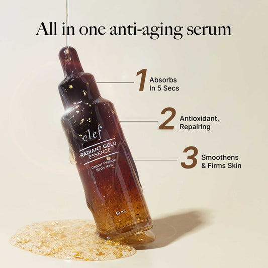 CLEF Radiant Gold Essence 30ml | Absorbs in 5 Secs | Antioxidant, Repairing | Smoothens & Firms Skin